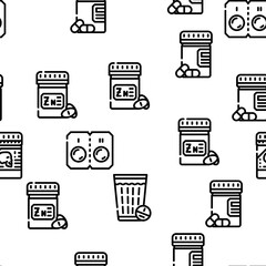 Pills Medicaments Vector Seamless Pattern Thin Line Illustration