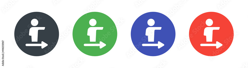 Aufkleber right way, pointer, direction icon vector on circle sign. guidance concept.