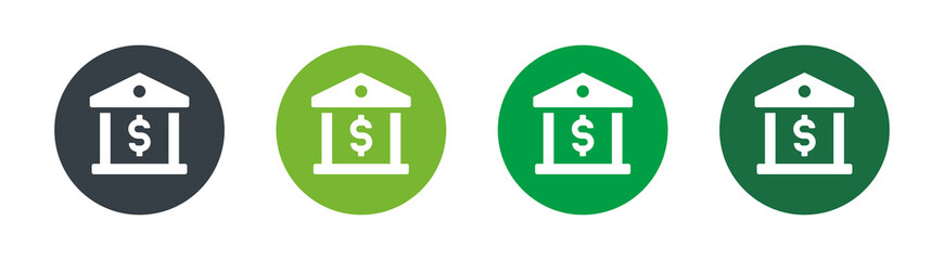 Bank building vector icon. Containing bank building with dollar currency icon.