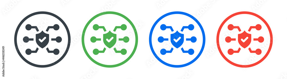 Poster Shield check mark with circuit technology icon vector illustration.