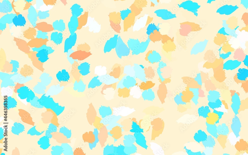 Poster light blue, yellow vector pattern with random forms.
