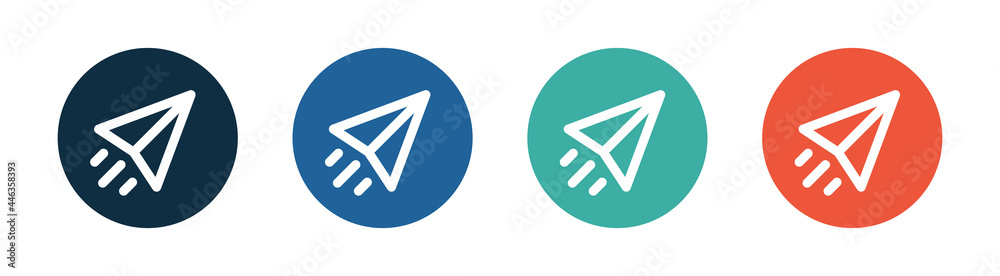 Poster Paper plane icon. Symbol of sending message. Communication button sign.
