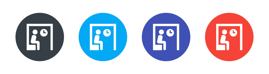 Self quarantine icon. Containing person siting in room for safety. Stay home vector illustration