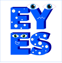 глаза на синих буквах