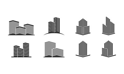 Obraz premium Skyscraper office building set logo vector