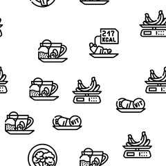 Diet Products And Tool Vector Seamless Pattern Thin Line Illustration