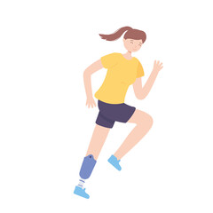 Fototapeta na wymiar girl running with a prosthesis leg