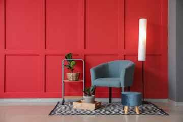 Interior of stylish room with armchair