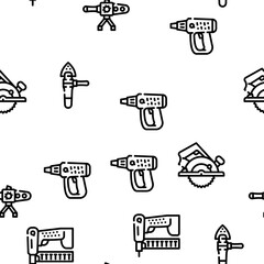 Tools For Building Vector Seamless Pattern Thin Line Illustration