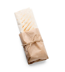 Tasty doner kebab on white background