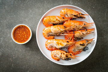 grilled river prawns or shrimps