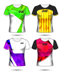  t-shirt templates abstract geometric collection of different colors polygonal mosaic