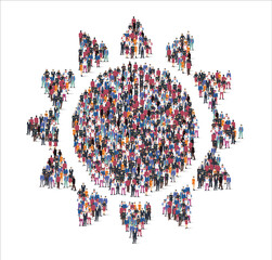 People and business group in the form of sun symbol