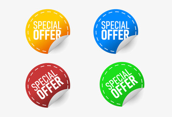 Set of vector special offer labels. Stiker style.