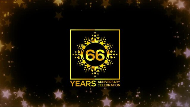 Happy Celebrating of ,   66  Years Anniversary Moments Couple, invitation Mixer Gold color Star logo Videos