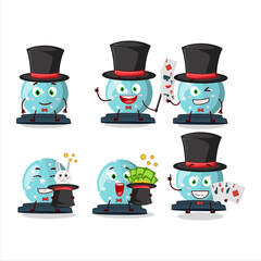 A magic crystal ball Magician cartoon character perform on a stage