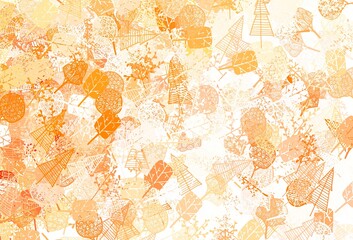 Light Orange vector doodle background with trees, branches.