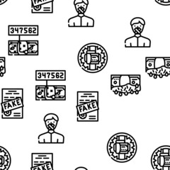 Corruption Problem Vector Seamless Pattern Thin Line Illustration