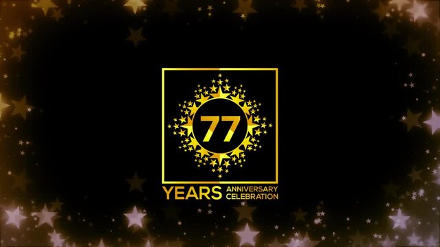 Happy Celebrating of ,  77   Years Anniversary Moments Couple, invitation Mixer Gold color Star logo Videos