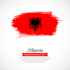 Brush stroke concept for Albania national flag. Abstract hand drawn texture brush background
