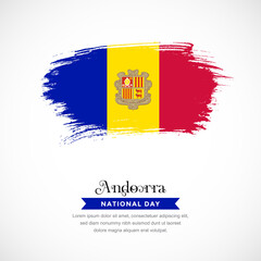 Brush stroke concept for Andorra national flag. Abstract hand drawn texture brush background