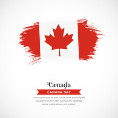 Fototapeta na wymiar Brush stroke concept for Canada national flag. Abstract hand drawn texture brush background