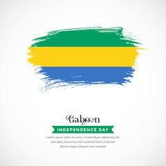 Brush stroke concept for Gabon national flag. Abstract hand drawn texture brush background