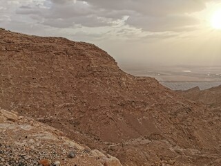 view from the top of the Jabal Hafeet mountain, Al Ain, UAE.