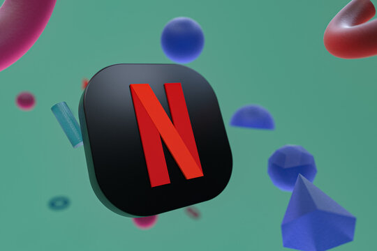 Netflix Logo On Abstract Geometry Background