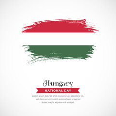 Brush stroke concept for Hungary national flag. Abstract hand drawn texture brush background