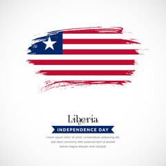 Brush stroke concept for Liberia national flag. Abstract hand drawn texture brush background