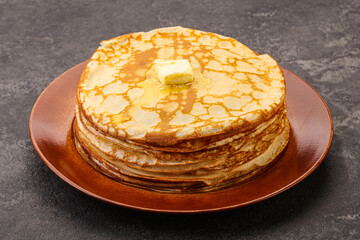 Stack of Russian traditonal pancakes