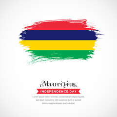 Brush stroke concept for Mauritius national flag. Abstract hand drawn texture brush background