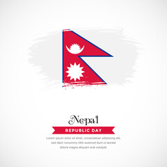 Brush stroke concept for Nepal national flag. Abstract hand drawn texture brush background