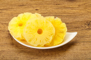 Sweet pineapple rings in the bowl