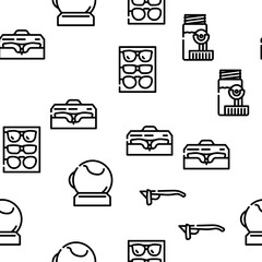 Eye Glasses And Lens Vector Seamless Pattern Thin Line Illustration