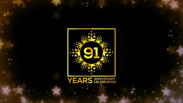 Happy Celebrating of ,   91  Years Anniversary Moments Couple, invitation Mixer Gold color Star logo Videos