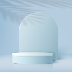 Abstract background with blue color geometric 3d podiums. Vector illustration