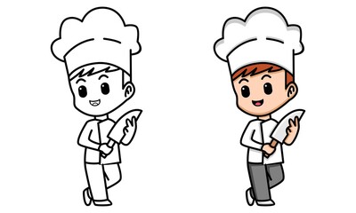 cute chef coloring page for kids