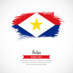 Brush stroke concept for Saba national flag. Abstract hand drawn texture brush background
