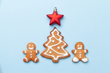 Christmas card with gingerbread cookies