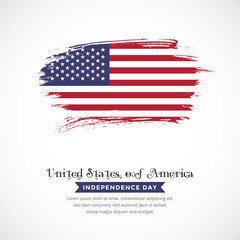 Brush stroke concept for United States of America national flag. Abstract hand drawn texture brush background