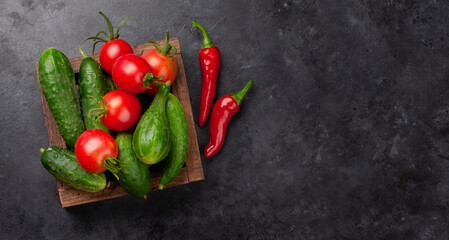 Various fresh vegetables on kitchen table