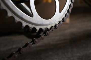 close up of gear chain