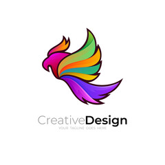 Fototapeta na wymiar Eagle logo with colorful design illustration, 3d colorful logo and simple icons