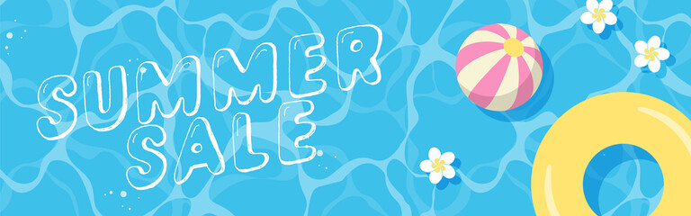summer vector background with pool illustrations for banners, cards, flyers, social media wallpapers, etc.