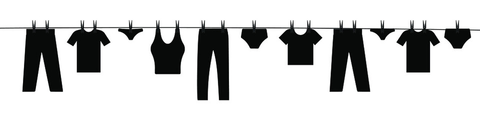 Banner with clothes on the clothesline with clothespins. Do laundry.