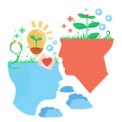 World Mental Health Day Concept Cartoon Premium Vector