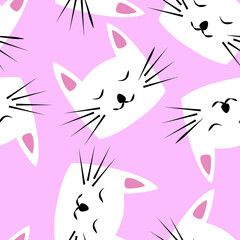 Seamless pattern tile with cute cat shape