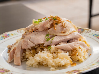 Close up shot of Hainan Chicken Rice